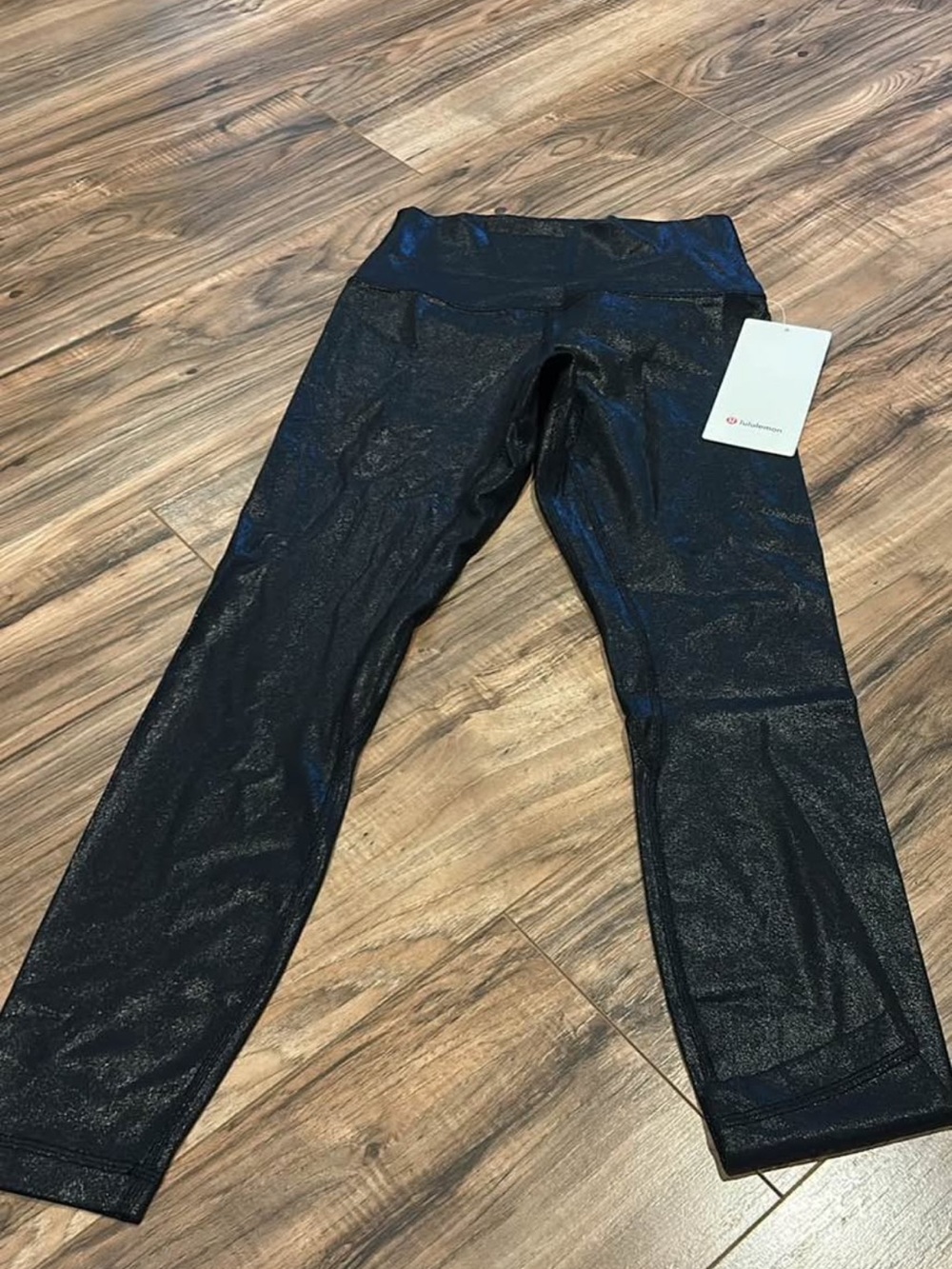 lululemon Black Shimmery Leggings with White Tag
